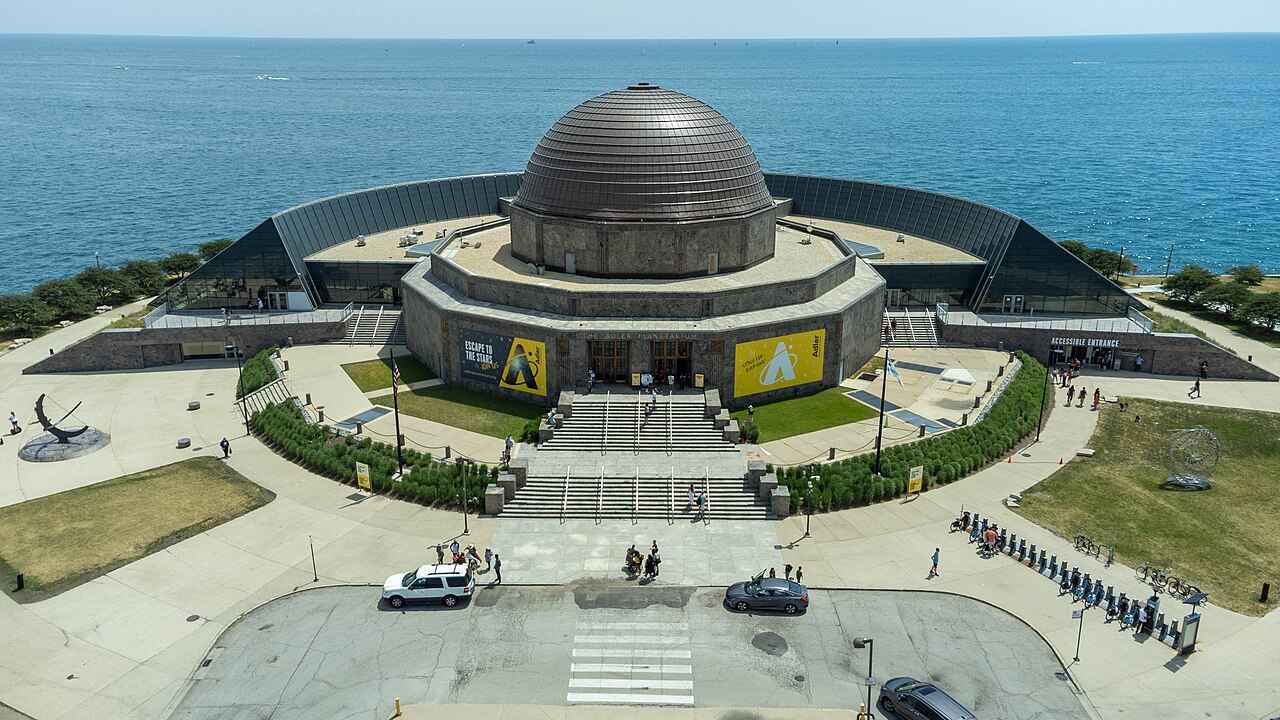 The Adler Planetarium dome and lakefront terrace in Chicago
