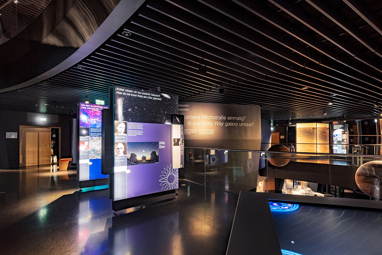 Astronomy displays inside the ESO Supernova Planetarium and Visitor Centre