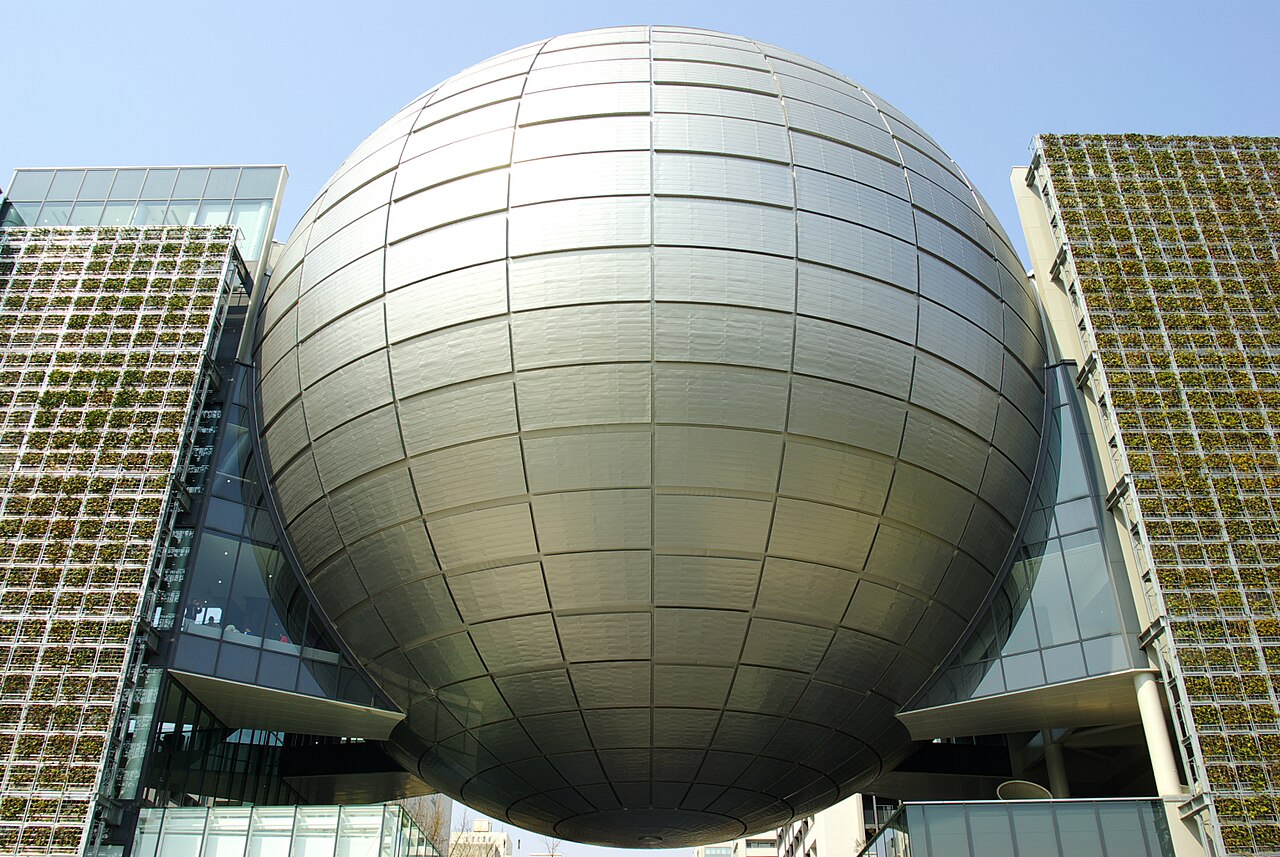 The spherical planetarium exterior at Nagoya City Science Museum
