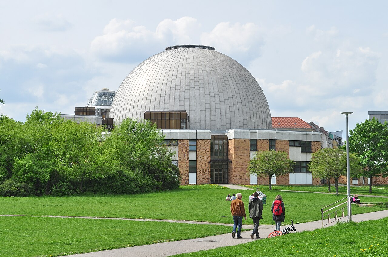 The Zeiss-Großplanetarium dome seen across its surrounding park in Berlin