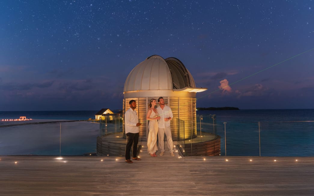 Anantara Kihavah Maldives Villas under the night sky