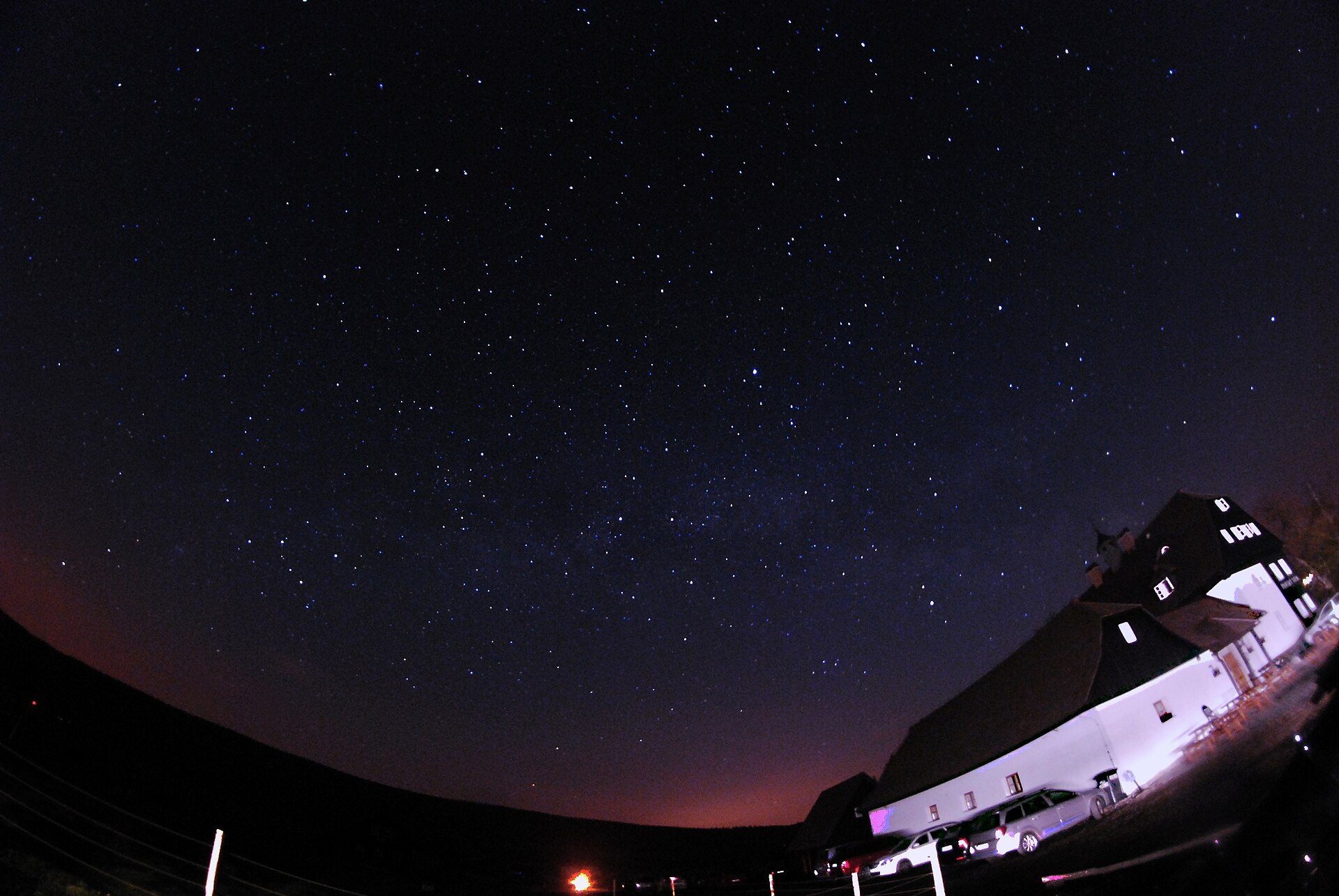 Izera / Jizera Dark-Sky Park lodging cluster under the night sky